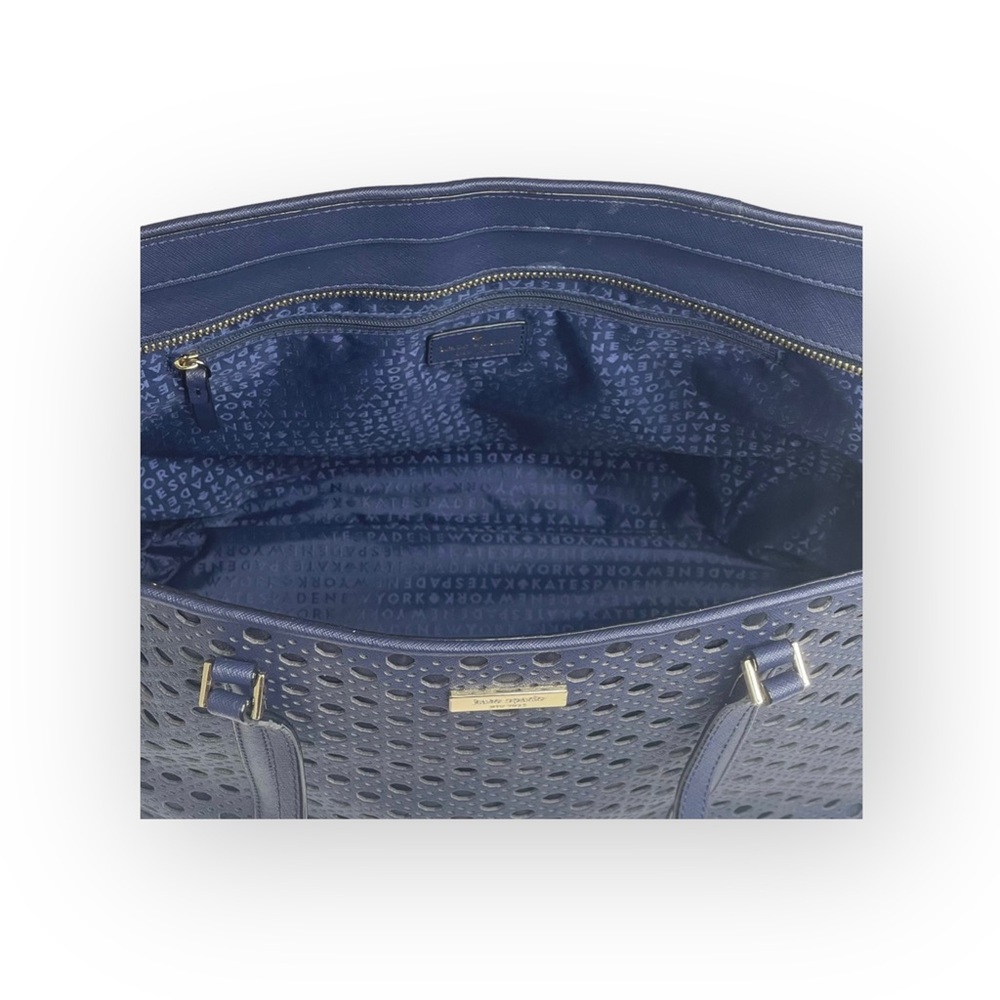 Kate Spade  Dally Newbury Lane Caining Large Tote Bag Handbag  French Navy  - Picture 13 of 16